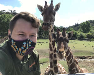 Nat with Giraffes